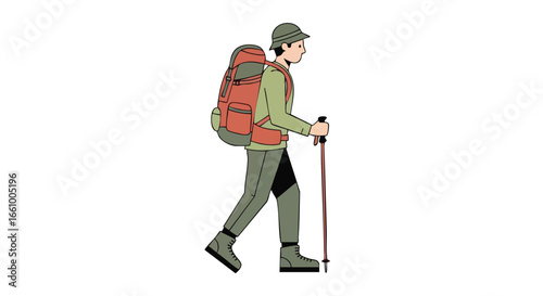 A lone hiker traversing the wilderness with determination, embracing the spirit of adventure and the great outdoors, showcasing resilience on a