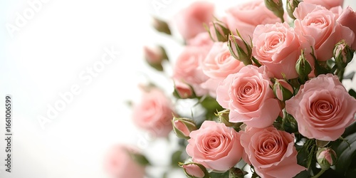 Pink rose flowers in a corner floral arrangement.