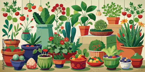Seasonal flower decorations with potted plants and festive arrangements for the garden
