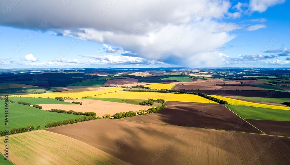 Obraz premium Panoramic aerial view of agricultural fields (1)