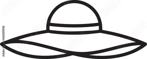 Elegant summer hat illustration evokes sunny vacations and relaxed beach days, perfect for travel blogs and seasonal promotions, a classic sun hat design