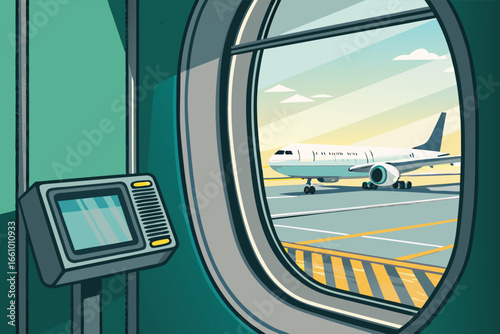 -close-up-of-boarding-gate-with-digital-screen-and.eps