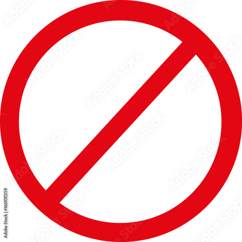 Red prohibition sign on a white background
