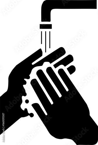 Washing hands thoroughly under running water vector