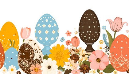 Easter egg floral border design illustration