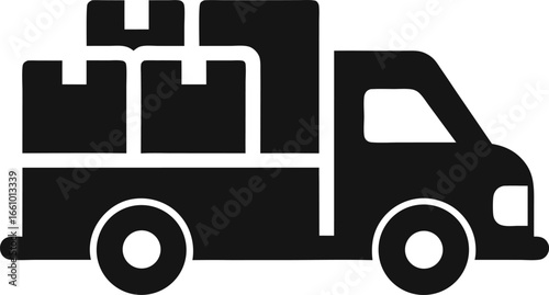 Relocation or Moving Van with Packages Icon