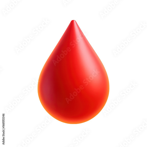 Isolate transparent 3D icon blood drop with glowing effect for medical care branding and donation design, blood drop glowing effect PNG die-cut for advertising