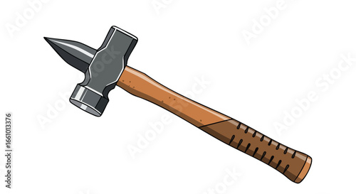 Detailed vector illustration capturing the essence of a riveter's hammer, evoking notions of manual work and crafting, featuring a sharp pointed end