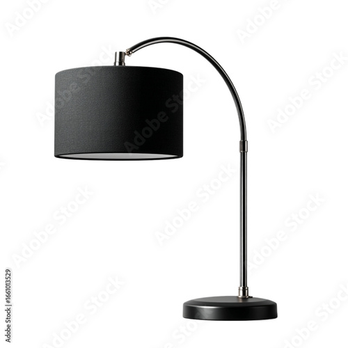 Black desk lamp isolated on transparent background