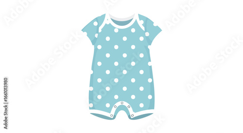 Charming baby bodysuit with light blue and white polka dot design and delightful simplicity perfect for infant apparel projects