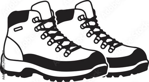 Get ready for adventure with these sturdy hiking boots illustration, perfect for outdoor enthusiasts and travel brands seeking a reliable, ready-to-go icon
