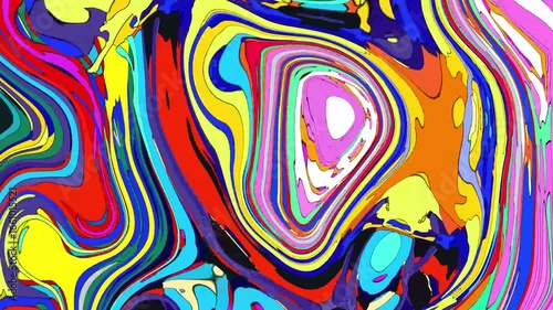 Abstract Psychedelic Brutalism Wave Blob Striped Motion Curves Composition Morphing Amoeba White Neon Fluid Shape Background