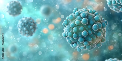 3D rendering of�genetically modified cells�expressing�chimeric antigen receptor�for�CAR T-cell therapy.