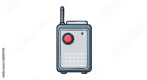 Retro walkie talkie illustration displaying a vintage communication device, designed with classic style showcasing nostalgic wireless technology for
