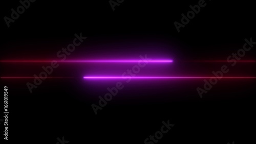 Two horizontal neon light lines purple and red image