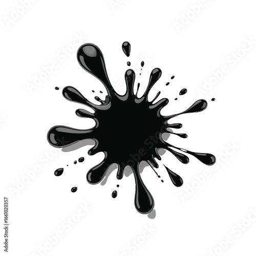 Abstract black ink splash splatter on white background