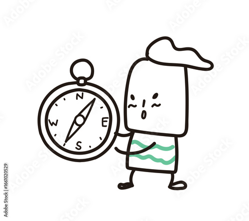 (Compass, direction) mr. Scroll Collection of hand drawn business worker icons. Vector illustration.