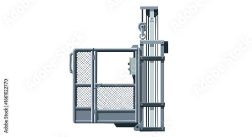 Detailed illustration showcasing the structure and design features of a robust personnel lift, emphasizing safety and functionality for industrial