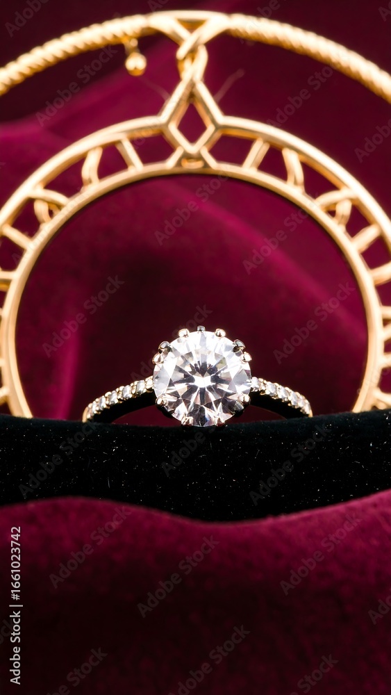 Fototapeta premium Diamond ring on velvet (2)