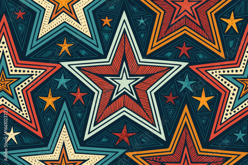 Vibrant Overlapping Star With Bold Stroke Creative Visual