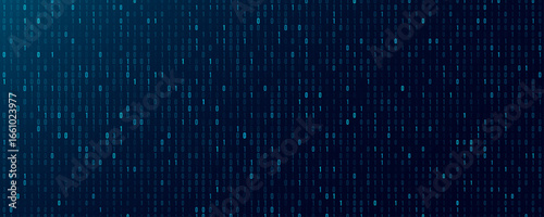 Blue glittering binary code with random digits 0 and 1 for Technology or Science background. Data coding concept for programming web presentation. Vector illustration.