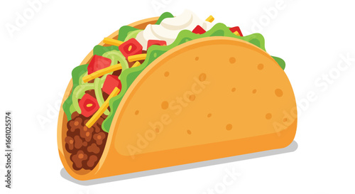 Illustrated Taco Delight: A Vibrant Representation of Mexican Cuisine with fresh ingredients offering a savory experience with visually appealing