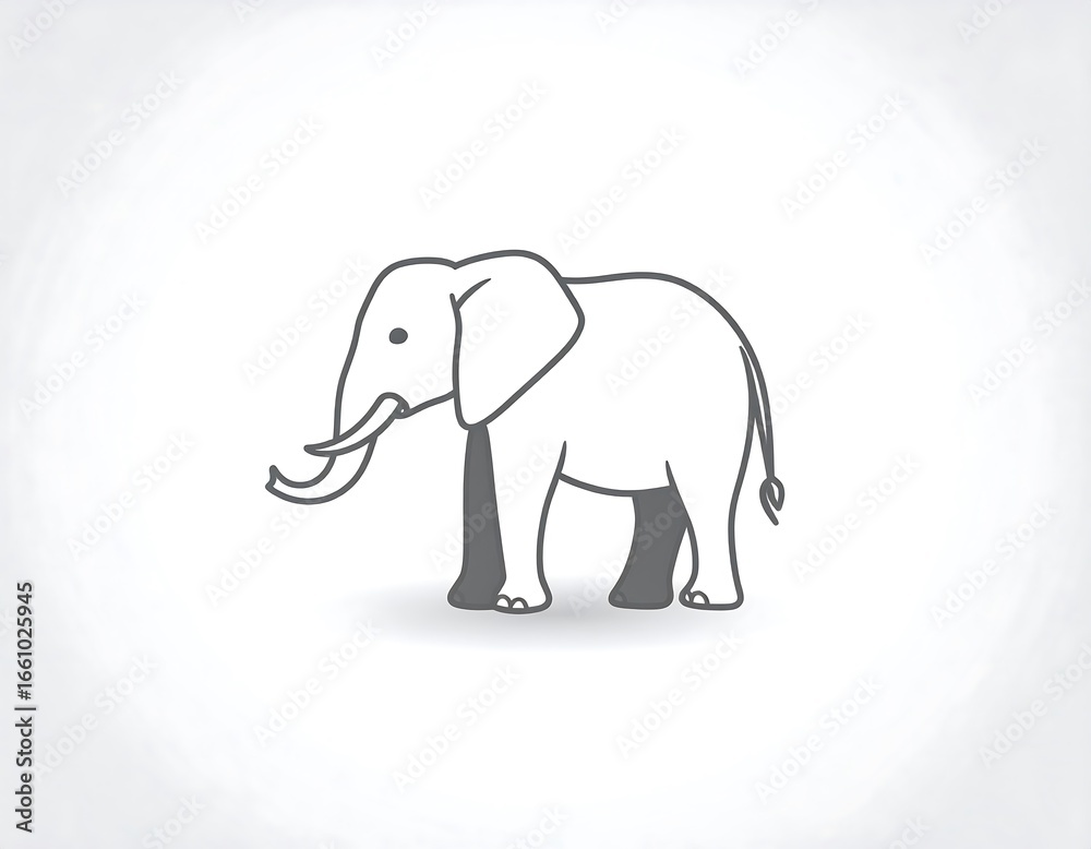 Fototapeta premium Simple line drawing of an elephant