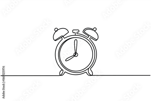 Minimalist alarm clock drawn with a single continuous line
