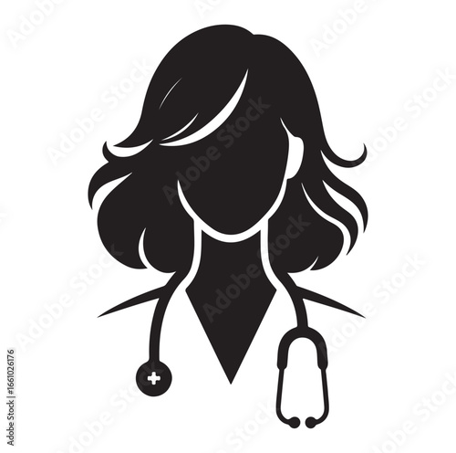 Women doctor logo silhouette vector 99