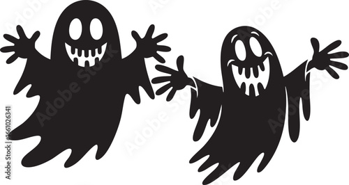 Doodle cute ghosts Haloween great collection. Simple spooky character. Scary ghostly monsters. halloween set.