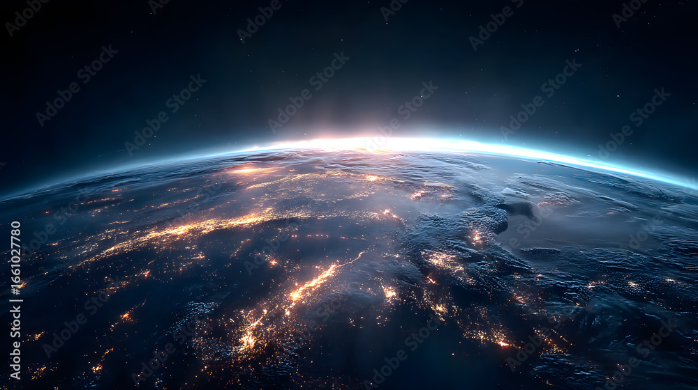 Obraz premium Earth at Night, Europe and North Africa