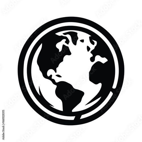 earth globe  silhouette outline logo design concept illustration 