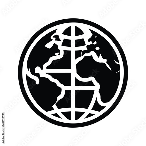 earth globe  silhouette outline logo design concept illustration 