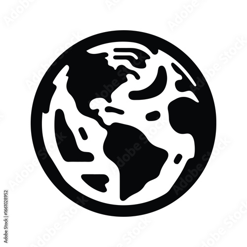 earth globe  silhouette outline logo design concept illustration 
