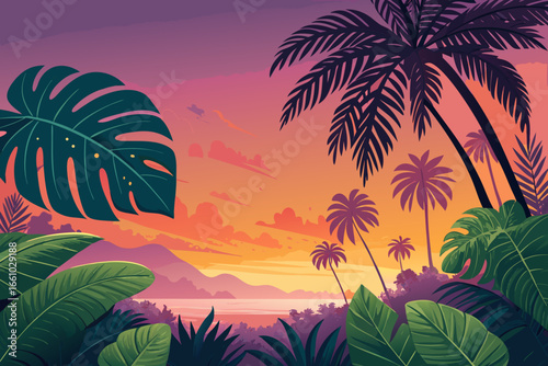 Tropical Summer With Bold Palm Creative Visual Suitable for Design