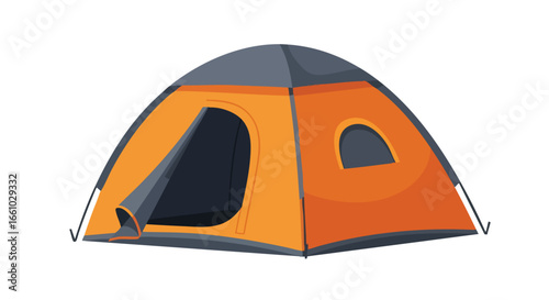 Vivid camping tent illustration: Exploring outdoor adventures and recreational getaways, showcasing summer holiday relaxation with comfortable