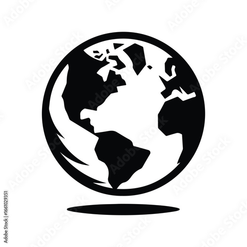 earth globe  silhouette outline logo design concept illustration 