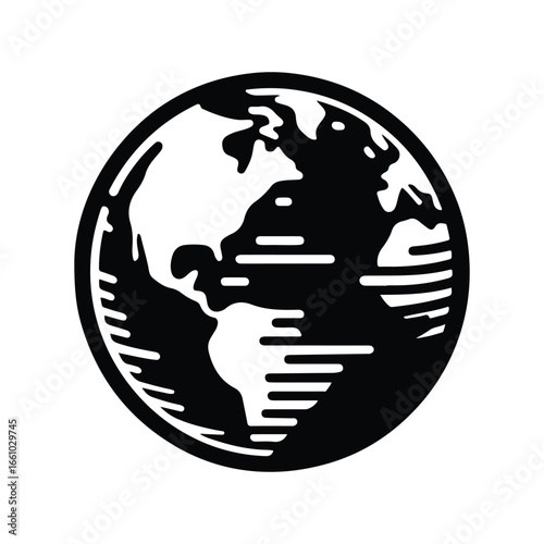 earth globe  silhouette outline logo design concept illustration 