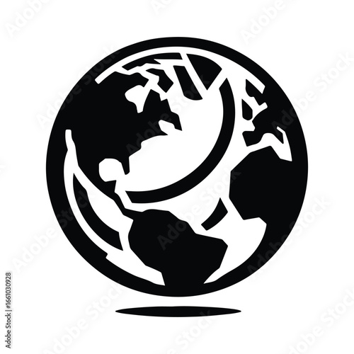 earth globe  silhouette outline logo design concept illustration 