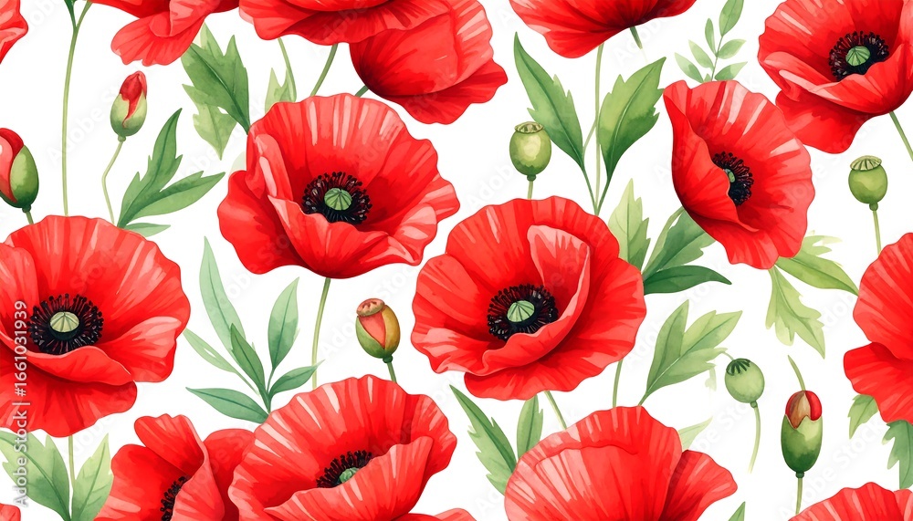 custom made wallpaper toronto digitalRed poppy floral seamless pattern