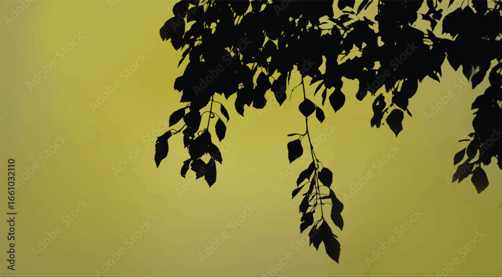 Naklejka premium Silhouette of branches of tree isolated on color background.