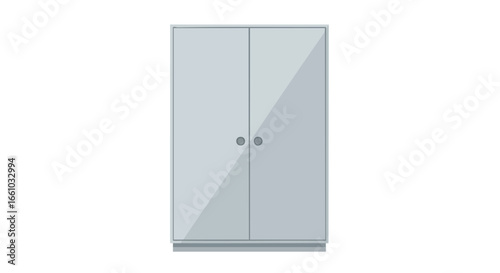 Contemporary wardrobe illustration with double doors, modern storage solutions, minimalist design featuring sleek lines and subtle gradient shading,