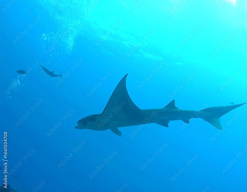 Fototapeta premium Oceanic Manta Ray Underwater Profile Shot