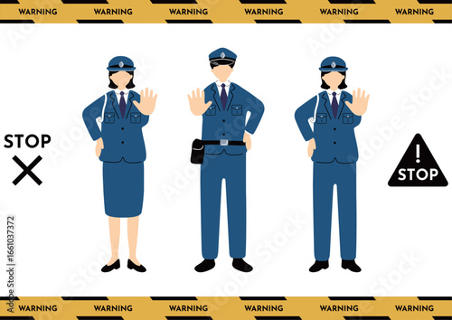 禁止、警告をする警察官