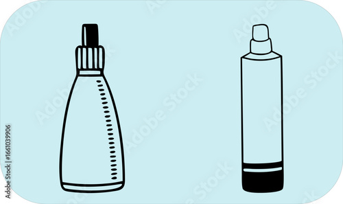 set of cosmetic perfume bottles