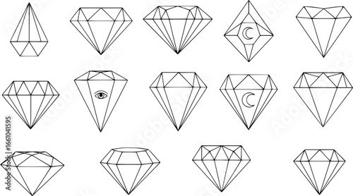 a set of different shapes of diamonds, geometric shapes, vector shapes