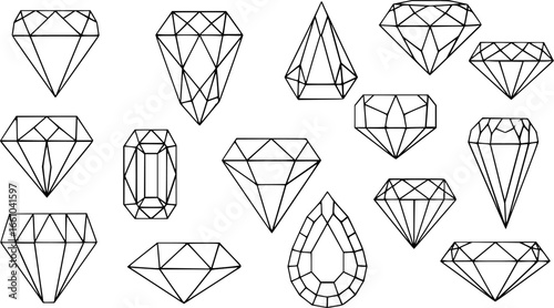 a set of different shapes of diamonds, geometric shapes, vector shapes