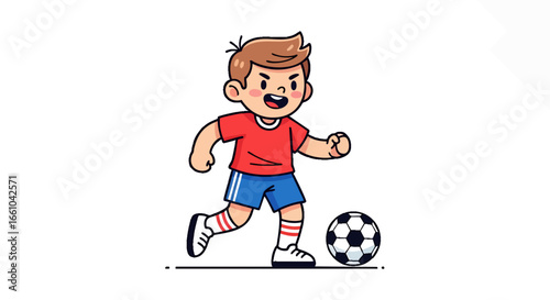 Child playing soccer illustration