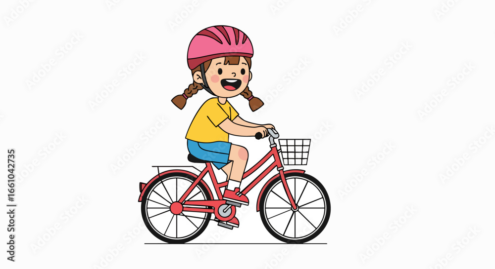 Obraz premium Happy girl riding bike