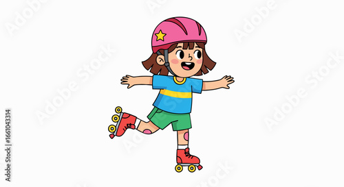 Child roller skating illustration cheerful sport